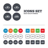 Angle degrees icons Geometry math signs N27