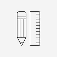 pencil and ruler line icon N15