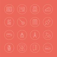 stationery line icon set N3