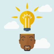 Black businessman with bulb on his head N4