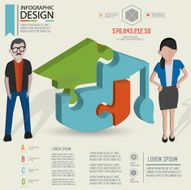 Puzzle info graphic design and character clean vector