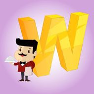 W waiter Alphabet icon great for any use Vector EPS10