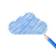 Blue cloud drawn with pencil