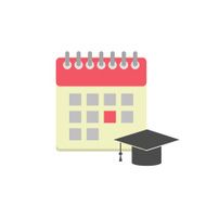 Flat style calendar icon with graduation hat N2