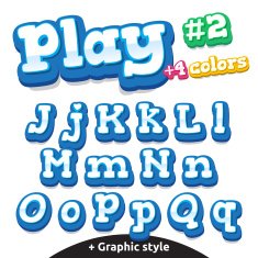 Vector funny video game letters set Latin uppercase and lowercase