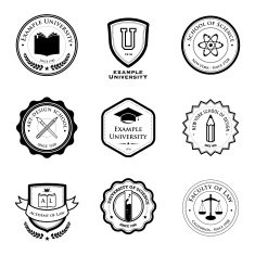 university and education badges