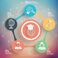 Education info graphic design on blur background vector N3