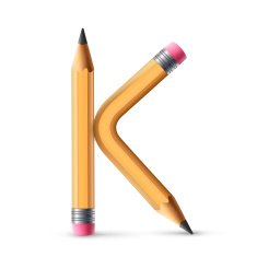 3d yellow pencil alphabet K