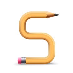 3d yellow pencil alphabet S