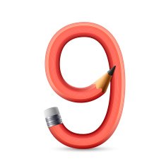 3d pink pencil number 9
