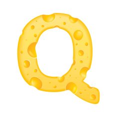 3d cheese letter Q