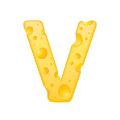 3d cheese letter V