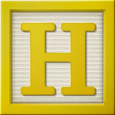 3d yellow letter block H N2