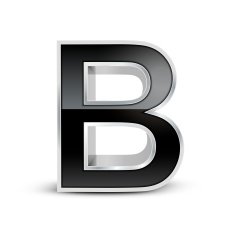 3d black metal alphabet B