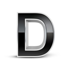 3d black metal alphabet D
