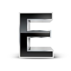 3d black metal alphabet E