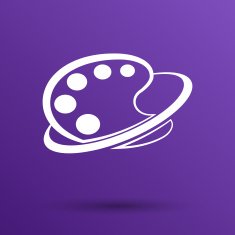 Paint brush with palette icon Flat design style N3