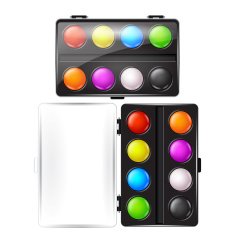Watercolors in black box