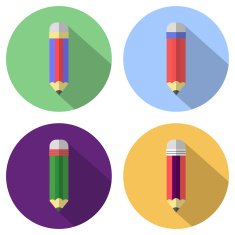 Pencil icon flat design with long shadow