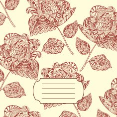 Design of Notebook Cover with hand-drawn Flower Pattern