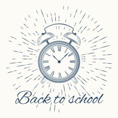 Alarm cloack with text Back to school