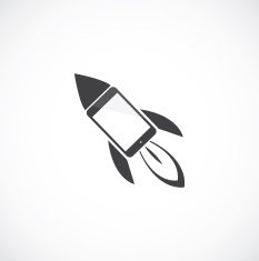 Cartoon rocket with mobile phone N3