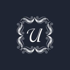Shiny frame with Letter U for monogram