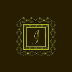 Shiny frame with Letter I for monogram
