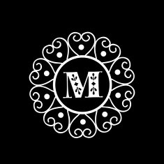 Shiny frame with Letter M for monogram