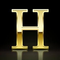 3d elegant golden letter H