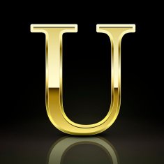 3d elegant golden letter U