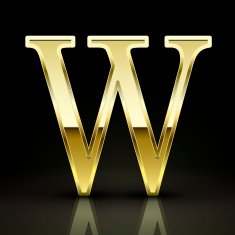3d elegant golden letter W