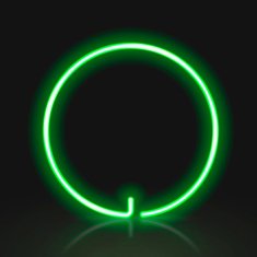 3d green neon light letter O