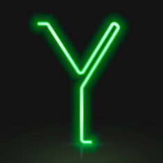 3d green neon light letter Y