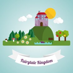 Fairytale kingdom in flat design N2