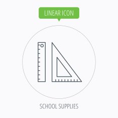 Triangular ruler icon Straightedge sign N23