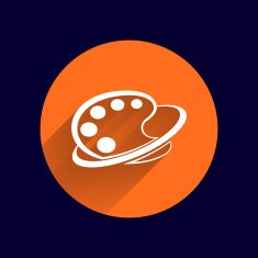 Paint brush with palette icon Flat design style N6