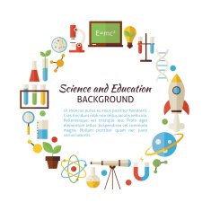 Flat Style Vector Circle Template Collection of Science and Educ