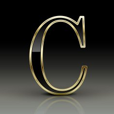 3d metallic black letter C
