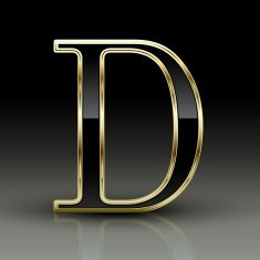 3d metallic black letter D
