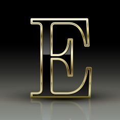 3d metallic black letter E