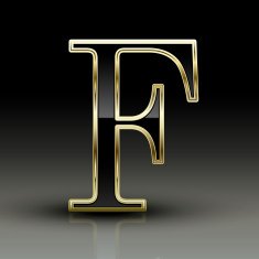 3d metallic black letter F