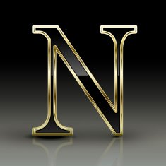 3d metallic black letter N