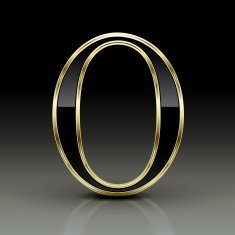 3d metallic black letter O
