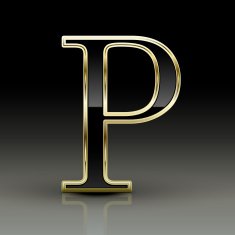 3d metallic black letter P