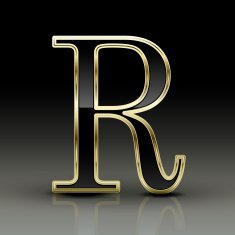 3d metallic black letter R
