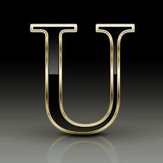 3d metallic black letter U
