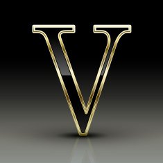 3d metallic black letter V