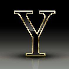 3d metallic black letter Y