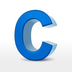 3d blue alphabet C
